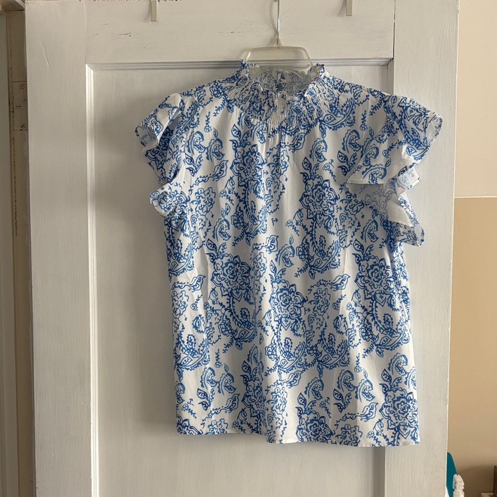 THML Blue and White Patterned Blouse
